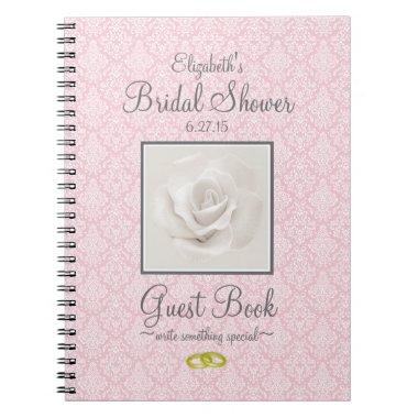 Damask with Rose Shower Guest Book Customize Color
