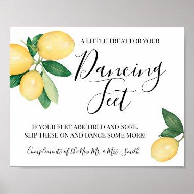 Dancing Feet Sign Flip Flops Wedding Lemons Poster