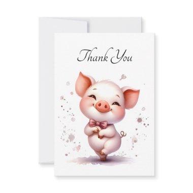 Dancing Piglet Bow Tie Blank Flat Thank You