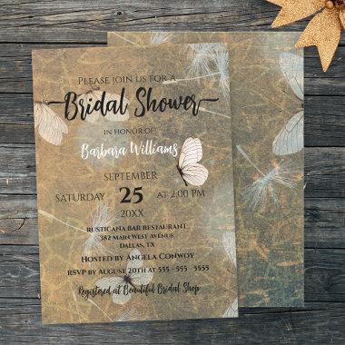 Dandelions and Butterflies Rustic Bridal Shower Invitations