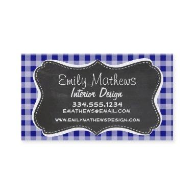 Dark Blue Gingham; Vintage Chalkboard look Business