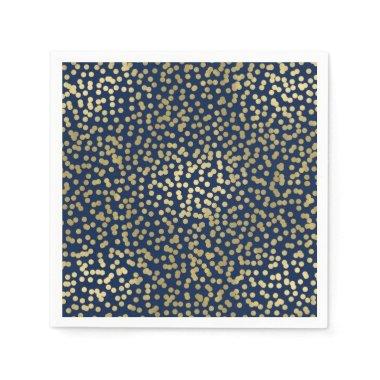 Dark Blue & Gold Dots Confetti Elegant Glam Napkins