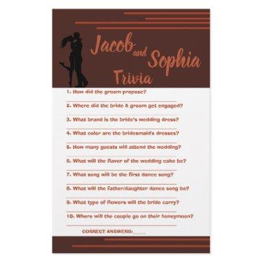 DARK, BRIDE & GROOM TRIVIA SHOWER GAME  FLYER