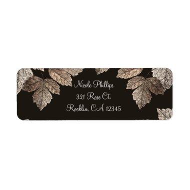 Dark Brown & Bronze Leaves Rustic  Label