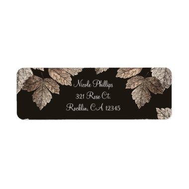 Dark Brown & Bronze Leaves Rustic Invitations Label