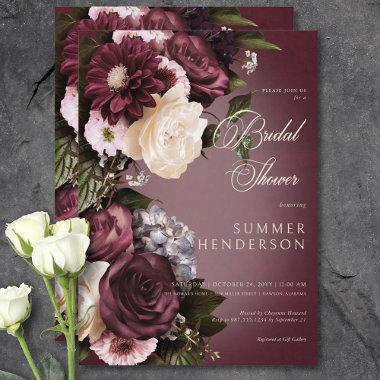 Dark Burgundy & Cream Blur Floral