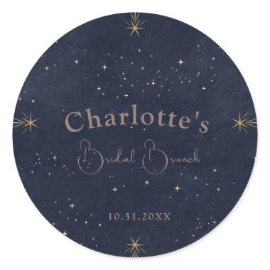 Dark Celestial Sun and Moon Bridal Brunch Shower Classic Round Sticker