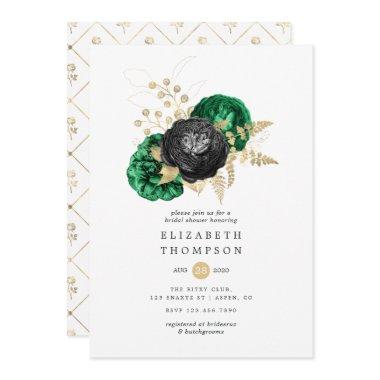 Dark Emerald and Gold Floral