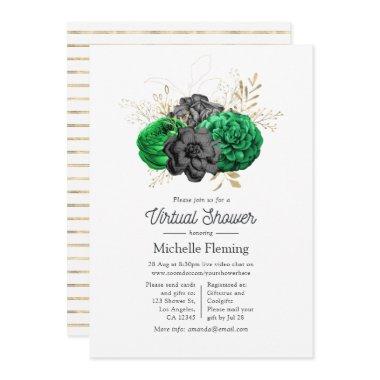 Dark Emerald and Gold Floral Virtual