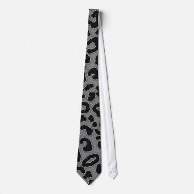 Dark Gray Leopard Animal Print Tie