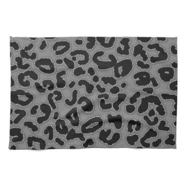 Dark Gray Leopard Animal Print Towel
