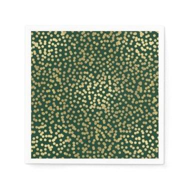 Dark Green & Gold Dots Confetti Elegant Glam Napkins