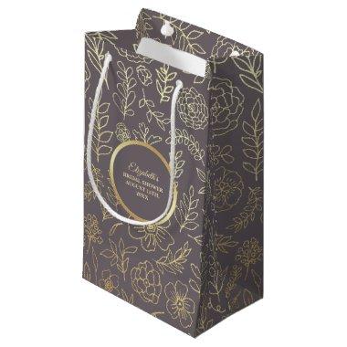 Dark Mocha Gold Bridal Shower Thank You  Small Gift Bag