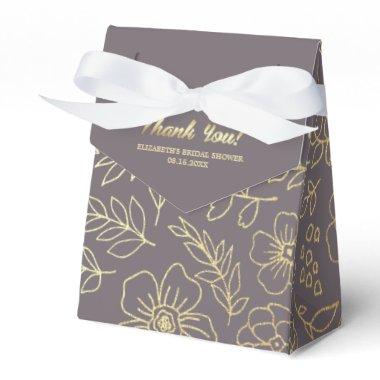 Dark Mocha | Gold Floral Bridal Shower Favor Boxes