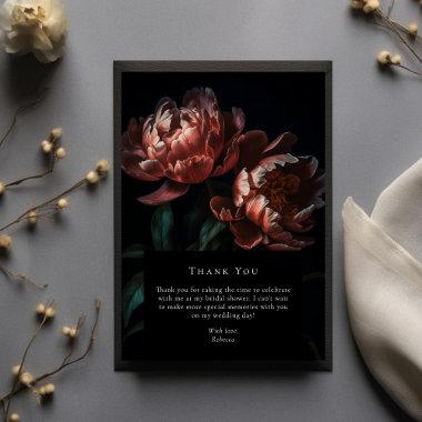 Dark Moody Black Gothic Florals Bridal Shower Thank You Invitations