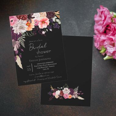 Dark Moody Floral Bridal Shower Invitations