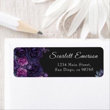 Dark Moody Gothic Florals Bridal Shower Address Label
