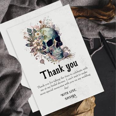 Dark Moody Gothic Skull Bridal Shower Thank You Invitations