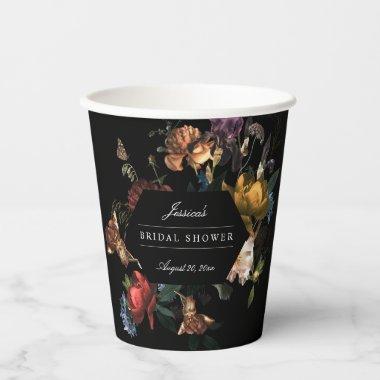 Dark Moody Romantic Floral Dutch  Paper Cups