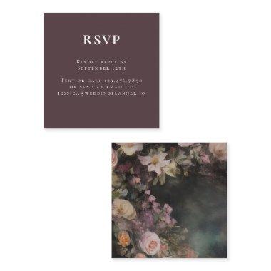 Dark Moody Romantic Floral Wedding RSVP Enclosure