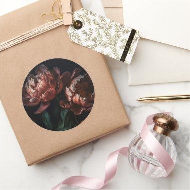 Dark Moody Romantic Florals  Classic Round Sticker
