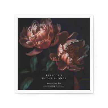 Dark Moody Romantic Florals Bridal Shower Napkins