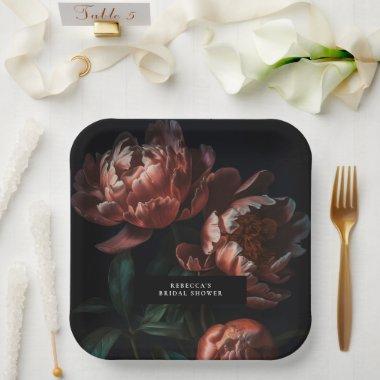 Dark Moody Romantic Florals  Paper Plates