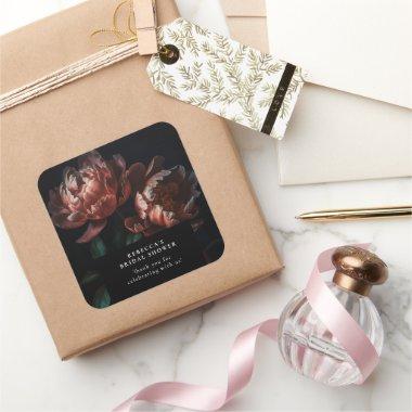 Dark Moody Romantic Florals  Square Sticker
