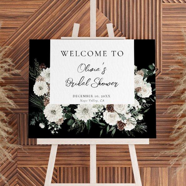 Dark Moody Winter Floral  Welcome Foam Board