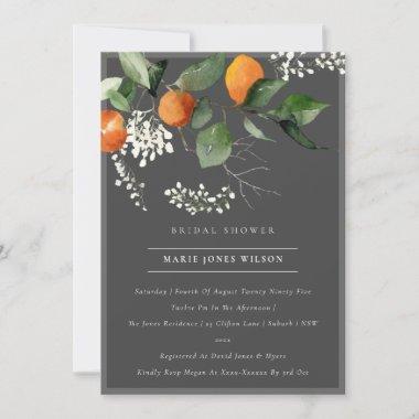 Dark Orange Blossom Foliage Bridal Shower Invite