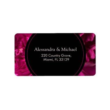 Dark Pink Roses Romantic Wedding Address Label