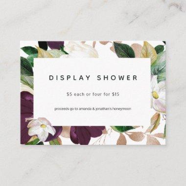 Dark Plum Velvet and White Bridal Shower Display Enclosure Invitations