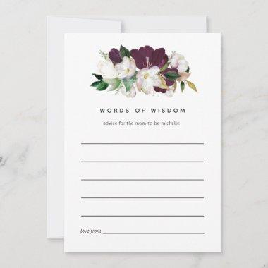 Dark Plum Velvet and White Spring Bridal Advice Card