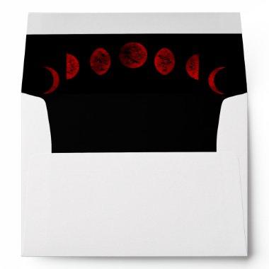 Dark Red Black Moon Phases Gothic Wedding Envelope