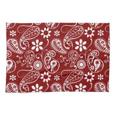 Dark Red Paisley; Floral Towel
