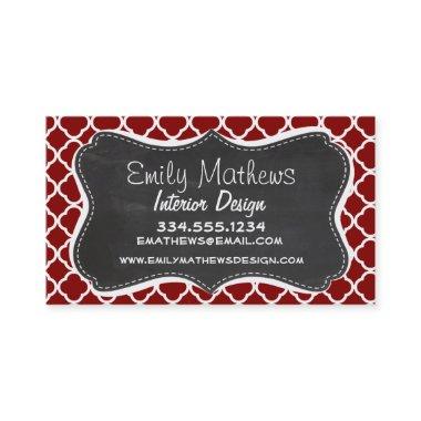 Dark Red Quatrefoil; Vintage Chalkboard look Business