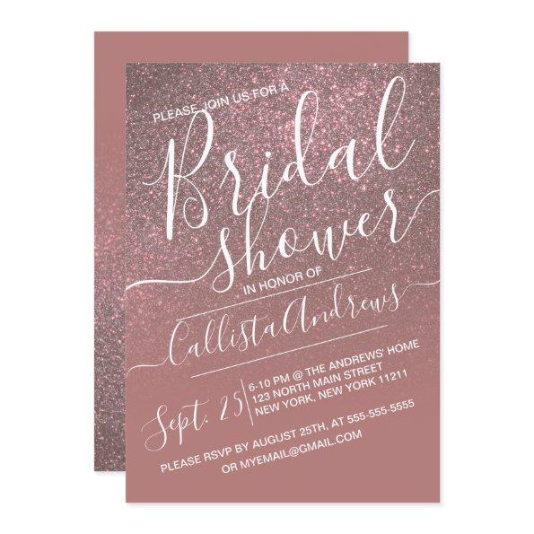 Dark Rose Gold Sparkly Glitter Ombre