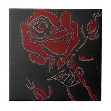 "Dark Rose Red" Kitchen Garden Ceramic Tile