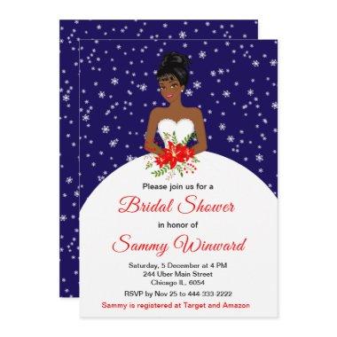 Dark Skin Bride Snowflake Navy