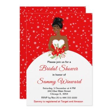 Dark Skin Bride Snowflake Red