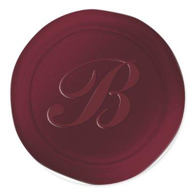 Dark Wine Red 1 Letter Monogram Wax Seal Stickers