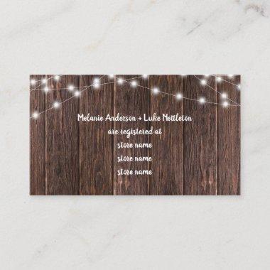 Dark Wood and Lights Bridal shower gift registry Enclosure Invitations