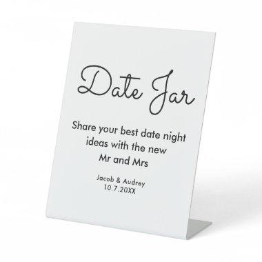 Date Jar Black White Wedding Shower Pedestal Sign