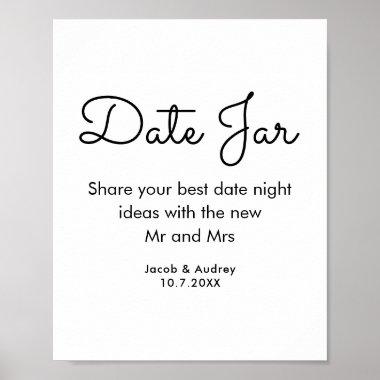 Date Jar Black White Wedding Shower Poster