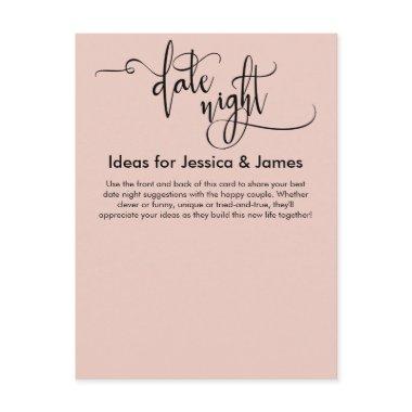 Date Night Ideas Elegant Blush Pink Advice Card