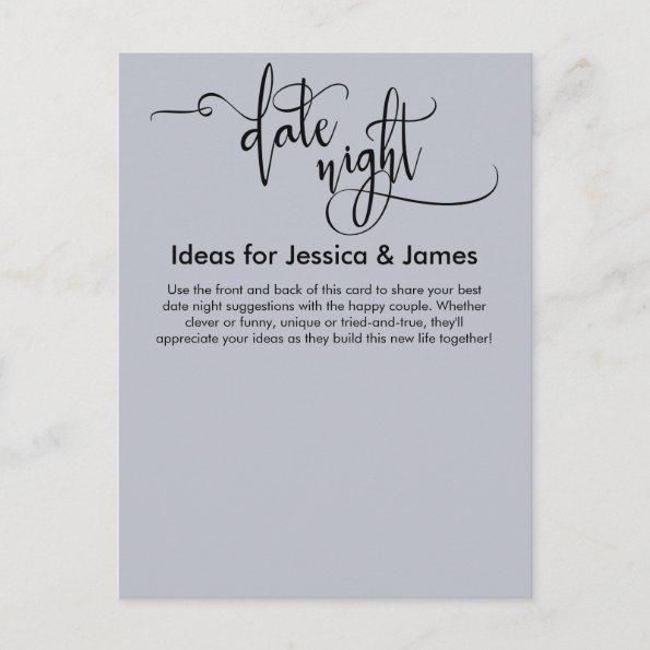 Date Night Ideas Elegant Dusty Blue Advice Card