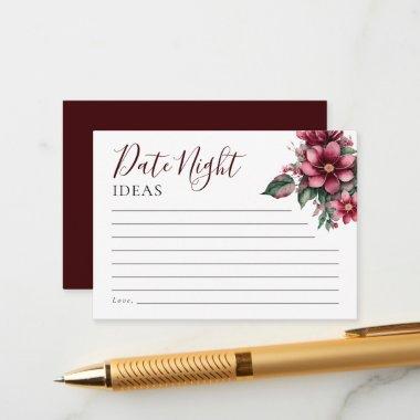 Date Night Ideas Floral Burgundy Bridal Shower Enclosure Invitations