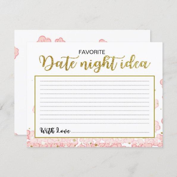 Date Night Ideas | Pink and Gold Glitter Floral Invitations