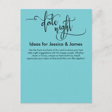 Date Night Ideas Turquoise Advice Card