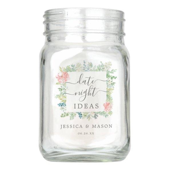 Date Night Jar Bridal Shower Wedding Gift Greenery